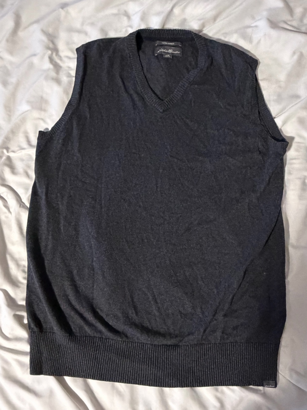 Eddie Bauer Black V-Neck Cashmere Vest